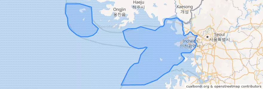 Mapa de ubicacion de 인천.