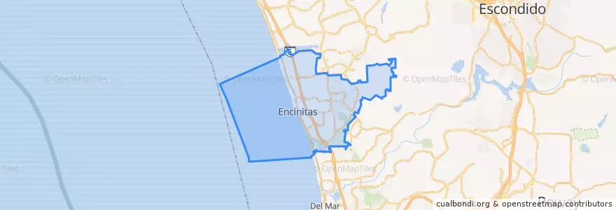 Mapa de ubicacion de Encinitas.