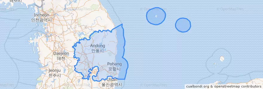 Mapa de ubicacion de 경상북도.
