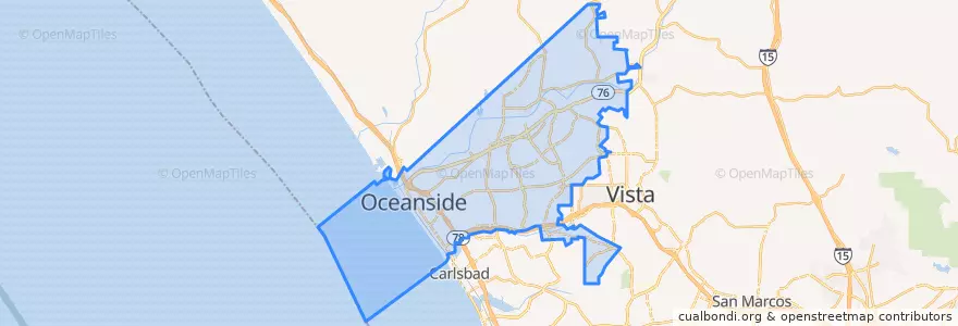 Mapa de ubicacion de Oceanside.