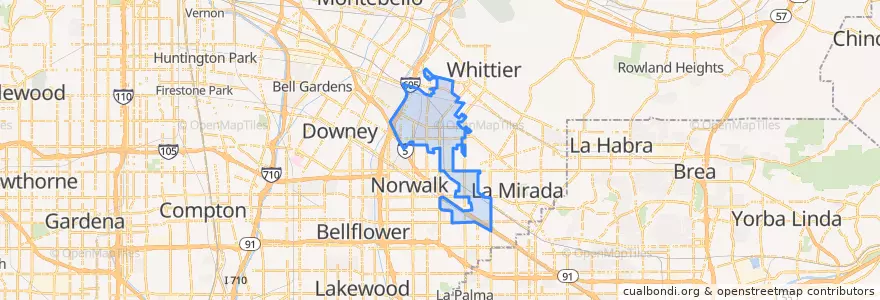 Mapa de ubicacion de Santa Fe Springs.