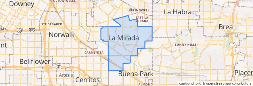 Mapa de ubicacion de La Mirada.