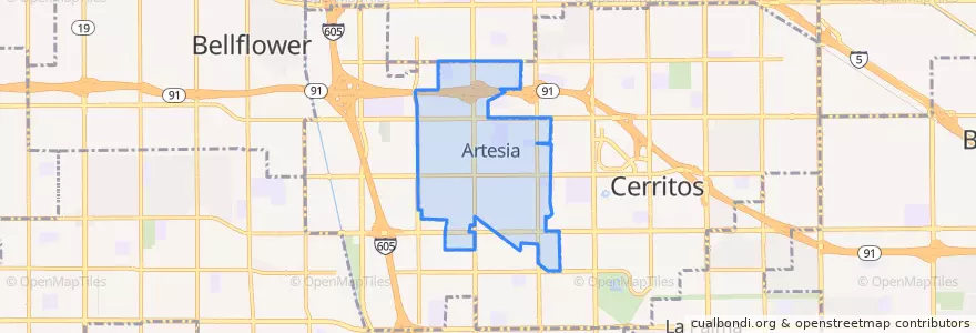 Mapa de ubicacion de Artesia.
