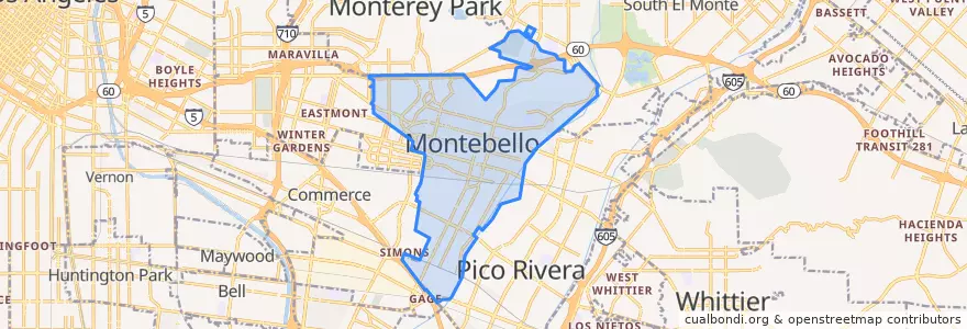 Mapa de ubicacion de Montebello.