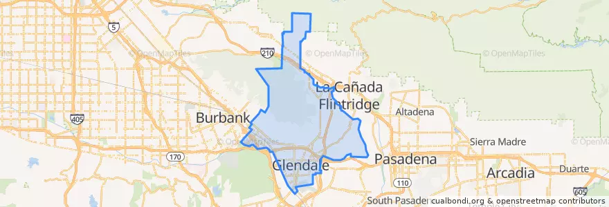 Mapa de ubicacion de Glendale.