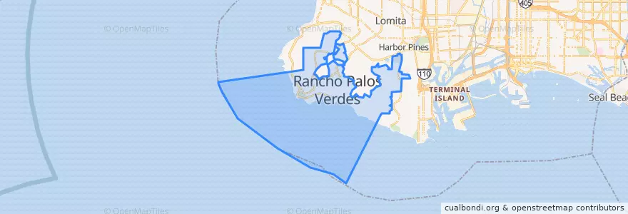 Mapa de ubicacion de Rancho Palos Verdes.