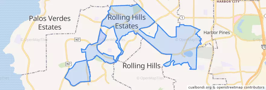 Mapa de ubicacion de Rolling Hills Estates.