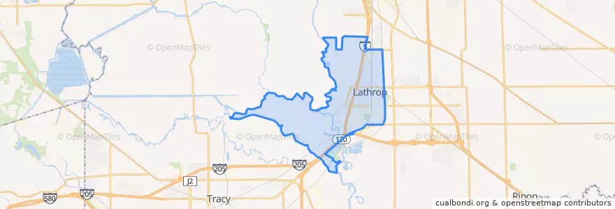 Mapa de ubicacion de Lathrop.