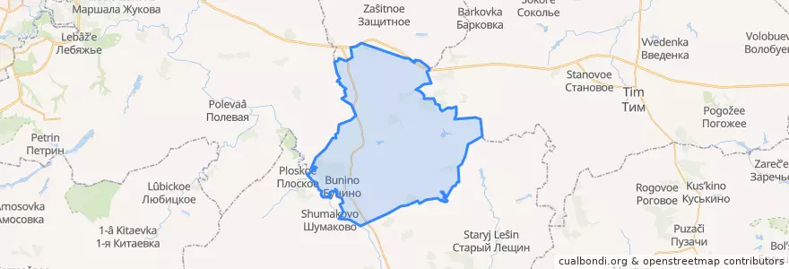 Mapa de ubicacion de Бунинский сельсовет.