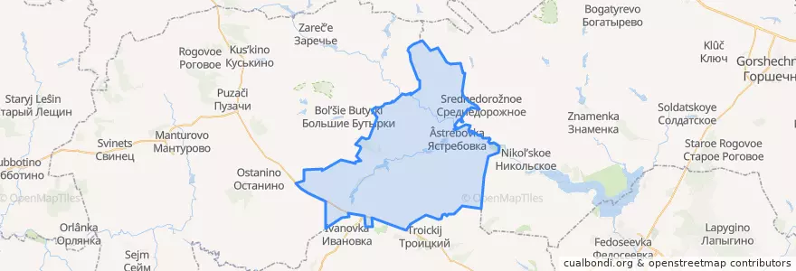 Mapa de ubicacion de Ястребовский сельсовет.