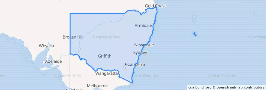 Mapa de ubicacion de New South Wales.