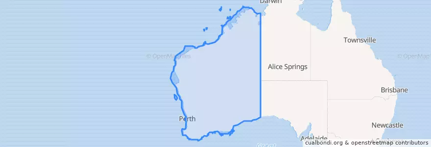 Mapa de ubicacion de Western Australia.