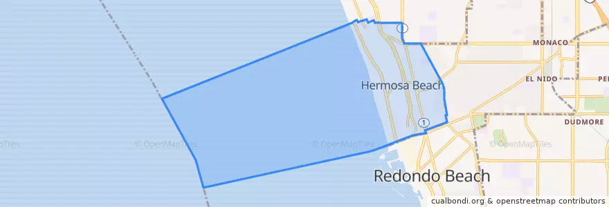 Mapa de ubicacion de Hermosa Beach.