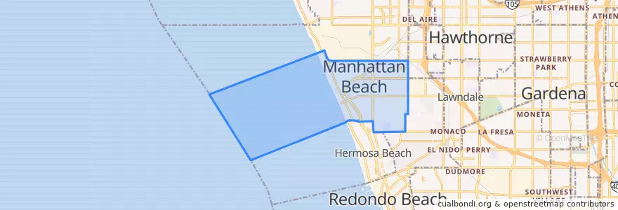 Mapa de ubicacion de Manhattan Beach.
