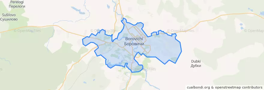 Mapa de ubicacion de городское поселение Боровичи.