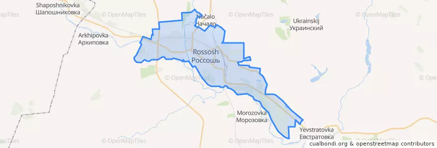 Mapa de ubicacion de городское поселение Россошь.