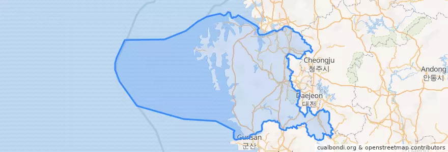 Mapa de ubicacion de 충청남도.