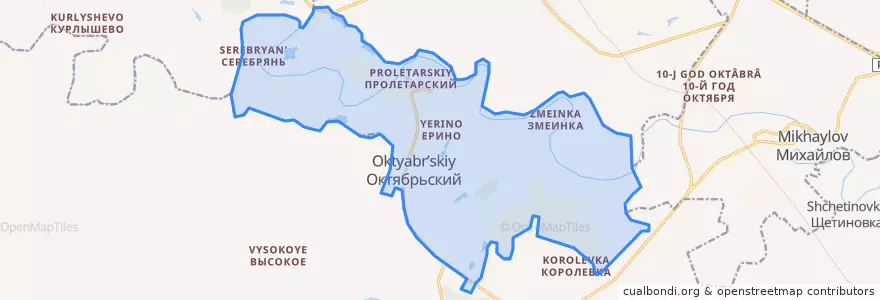 Mapa de ubicacion de Октябрьское городское поселение.