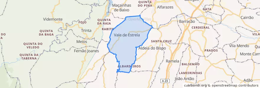 Mapa de ubicacion de Vale de Estrela.