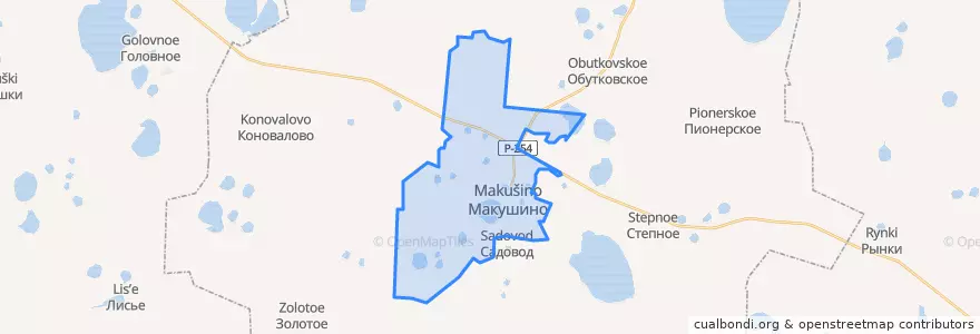 Mapa de ubicacion de городское поселение Макушино.