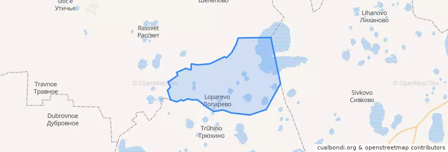 Mapa de ubicacion de Лопаревский сельсовет.