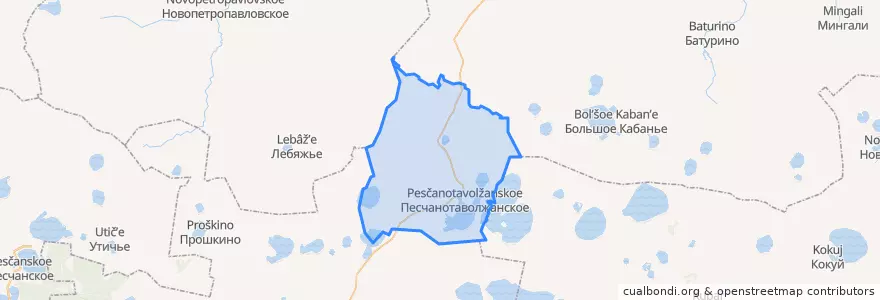 Mapa de ubicacion de Песчанотаволжанский сельсовет.