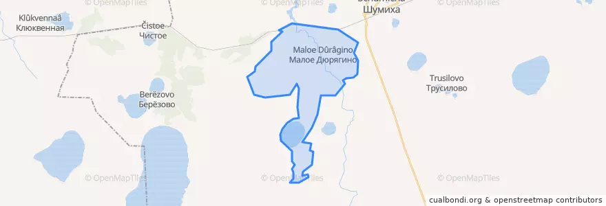 Mapa de ubicacion de Мало-Дюрягинский сельсовет.