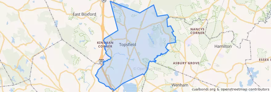 Mapa de ubicacion de Topsfield.