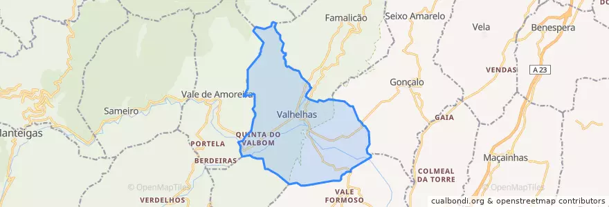Mapa de ubicacion de Valhelhas.