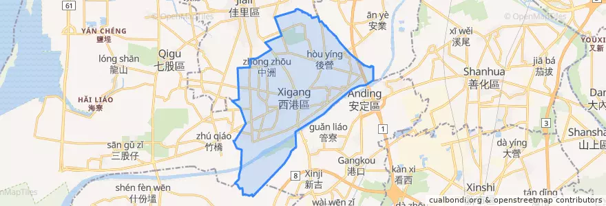 Mapa de ubicacion de Xigang District.