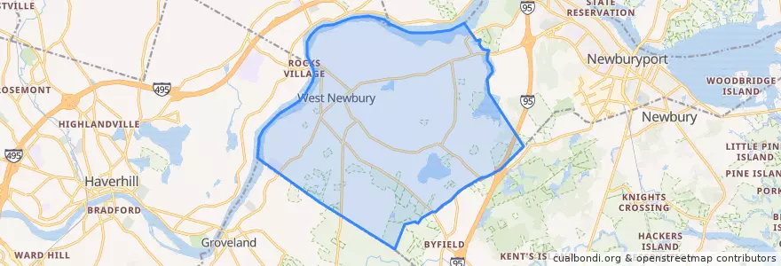 Mapa de ubicacion de West Newbury.