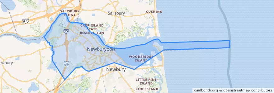 Mapa de ubicacion de Newburyport.