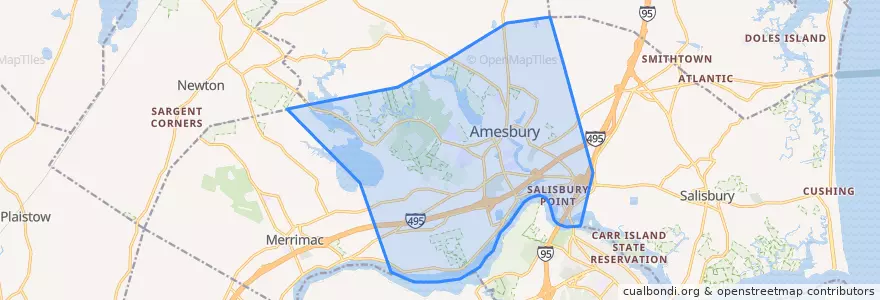 Mapa de ubicacion de Amesbury.