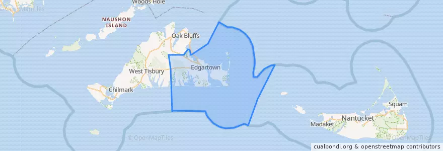 Mapa de ubicacion de Edgartown.
