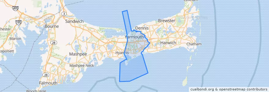 Mapa de ubicacion de Yarmouth.