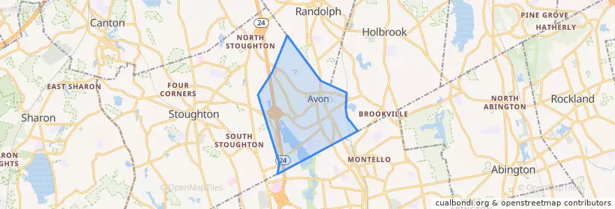 Mapa de ubicacion de Avon.