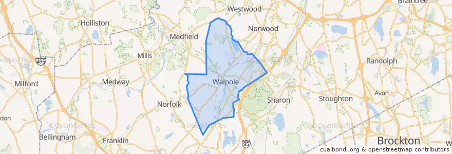Mapa de ubicacion de Walpole.