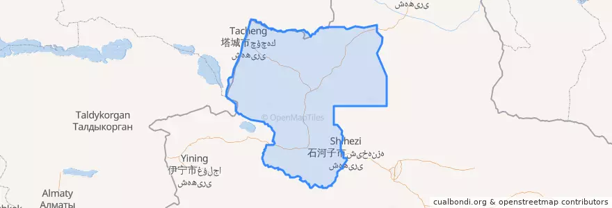 Mapa de ubicacion de Tacheng Prefecture.