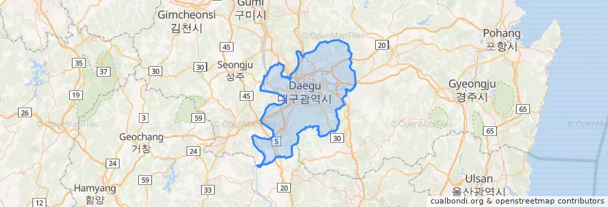Mapa de ubicacion de 대구.