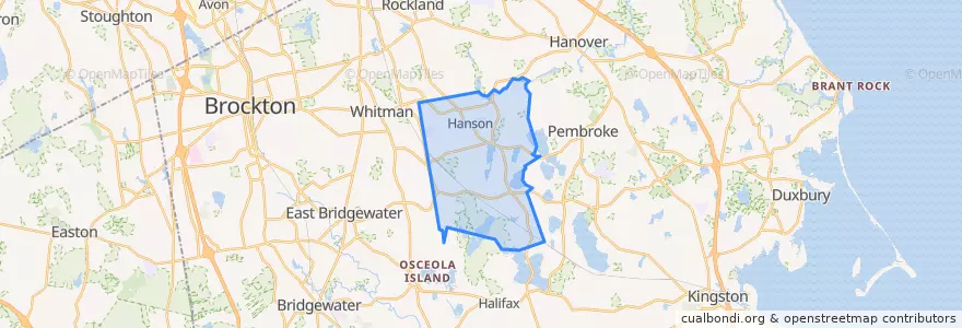 Mapa de ubicacion de Hanson.