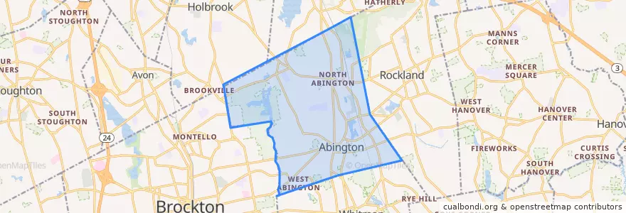 Mapa de ubicacion de Abington.