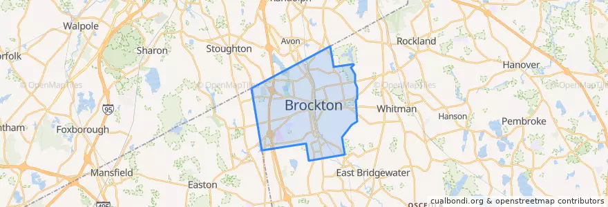 Mapa de ubicacion de Brockton.