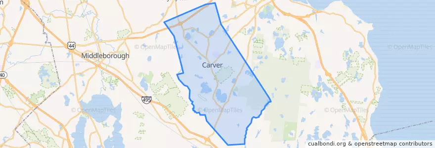 Mapa de ubicacion de Carver.