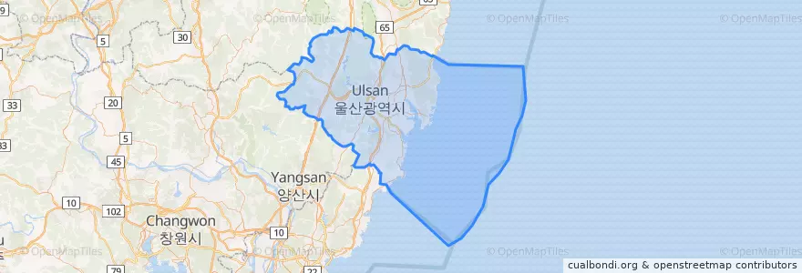 Mapa de ubicacion de 울산.