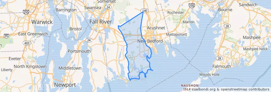 Mapa de ubicacion de Dartmouth.