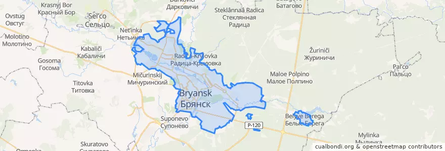 Mapa de ubicacion de Bryansk.
