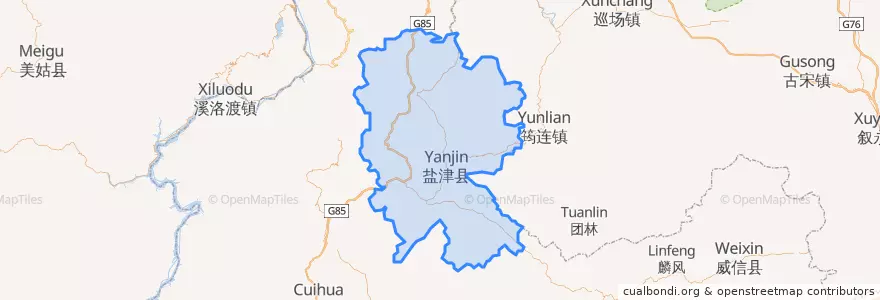 Mapa de ubicacion de 盐津县.