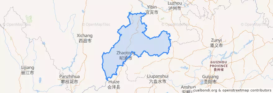 Mapa de ubicacion de 昭通市.