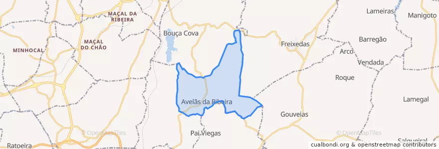 Mapa de ubicacion de Avelãs da Ribeira.