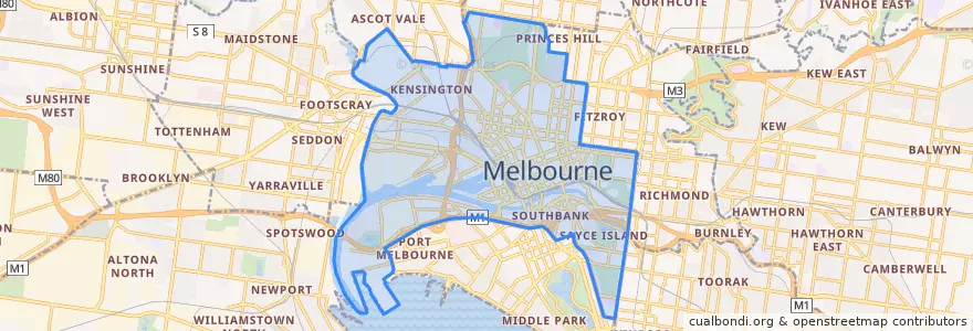 Mapa de ubicacion de City of Melbourne.